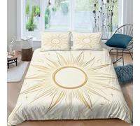 Sunburst design Parure de Lit résistante 3 Pièces 3D Imprimée Facile d'entretien Vintage golden style Ensemble De Literie avec Taie d'oreiller Ultra Douce for Adulte Enfants Filles Single（140x200cm）