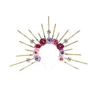 Sunbursts Serre-tête réglable avec roses et strass pour fête costumée Accessoire élégant