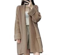 Suncadmious Cardigan surdimensionné de printemps pour femmes cardigan long pull ample à manches longues en tricot épais col châle revers pull à manches longues cardigan veste (Chameau,Taille unique)