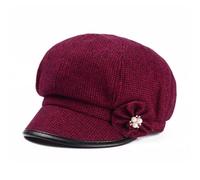 Suncadmious Femmes rétro Classique visière Gavroche Cabbie Casquette béret Chapeaux avec Boucle à Fleurs pour Femme Dames (Rouge,Taille Unique)