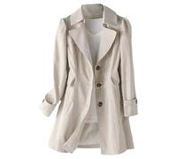 Suncadmious Trench-coat mi-long coupe-vent élégant pour femme coupe-vent léger et respirant coupe slim croisé pour le travail idéal pour l'extérieur collection automne (Kaki clair,M)