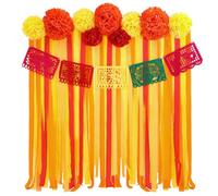 Suncalla Lot de 17 décorations de fête mexicaines en papier « Day of the Dead » pour autel, Cinco de Mayo - Décoration murale mexicaine - Fournitures de fête mexicaines