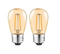 Suncan Lot de 2 ampoules LED Edison S14 E27, 2 W, filament vintage, verre ambré, blanc chaud 2700 K, angle d'éclairage 360°, intensité non variable