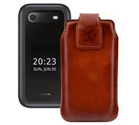 Suncase Étui de protection à rabat en cuir pour Nokia 2660 Cognac brûlé