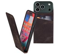 Suncase Étui de protection à rabat original (ultra fin) compatible avec iPhone 18 Pro - En cuir - Marron vieilli