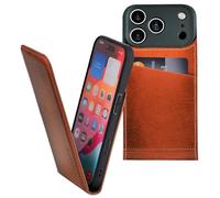 Suncase Étui de protection à rabat original (ultra fin) compatible avec iPhone 18 Pro Max - En cuir - Cognac brûlé