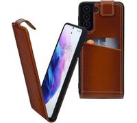 Suncase Étui de protection à rabat original (ultra fin) compatible avec Samsung Galaxy A17 5G Cognac brûlé