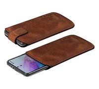 Suncase Étui de protection en cuir compatible avec Honor Magic 8 Pro 5G - Dimensions intérieures : 169 x 82 x 15 mm (convient pour les modèles de protection épaisseur) - Noir