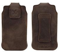 Suncase Étui de protection en cuir d'origine compatible avec Gigaset GL795 Marron vieilli
