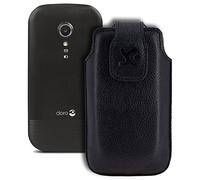 Suncase Étui de protection en cuir pour Doro 2404 Noir