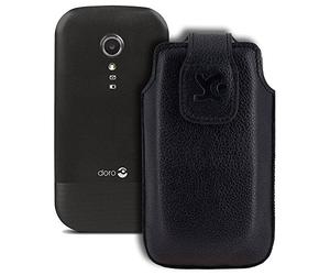 Suncase Étui de protection en cuir pour Doro 2404 Noir