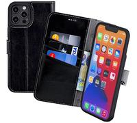 Suncase Étui de protection en cuir style livre compatible avec OnePlus 15 5G (slim fit) avec 3 compartiments pour cartes Noir