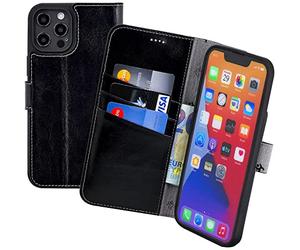 Suncase Étui de protection en cuir style livre compatible avec OnePlus 15 5G (slim fit) avec 3 compartiments pour cartes Noir