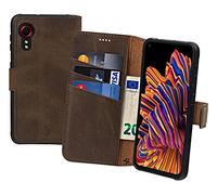 Suncase Étui de Protection en Cuir Style Livre Compatible avec Samsung Galaxy XCover 7 (Slim Fit) avec 3 emplacements pour Cartes - Marron Antique