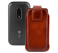 Suncase Étui de protection original compatible avec SPC Wild - En cuir - Cognac brûlé