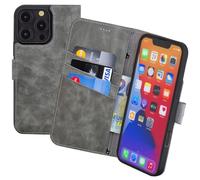 Suncase Étui de protection original de style livre compatible avec OnePlus Nord CE 6 - En cuir véritable - Avec 3 compartiments pour cartes - Gris vieilli