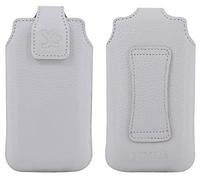 Suncase Étui de protection original en cuir compatible avec Gigaset GL795 Blanc