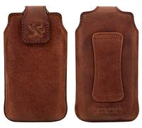 Suncase Étui de protection original en cuir compatible avec Gigaset GL795 Café vieilli