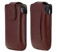 Suncase Étui de protection original en cuir compatible avec SPC Titan 2 - Marron pleine fleur