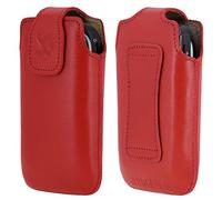 Suncase Étui de protection original en cuir compatible avec SPC Titan 2 Rouge