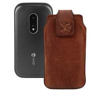 Suncase Étui de protection original en cuir pour Doro 6060 Café vieilli