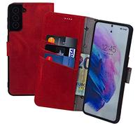 Suncase Étui de protection original style livre compatible avec Samsung Galaxy S26 Ultra 5G - En cuir véritable - Avec 3 compartiments à cartes - Rouge antique
