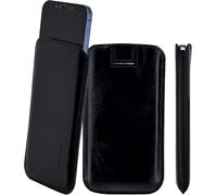 Suncase Étui de protection original ultra fin en cuir compatible avec iPhone 17 Pro Max (avec languette d'extraction) Noir