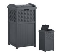 Suncast Poubelle cachée de style osier avec couvercle à verrouillage sécurisé et construction résistante aux intempéries pour terrasse, fabriquée aux États-Unis, 125 L, gris (Cyberspace Grey)