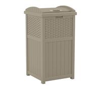 Suncast Poubelle d'extérieur en résine avec Couvercle - pour Jardin, terrasse, Patio - Taupe foncé - 100 litres