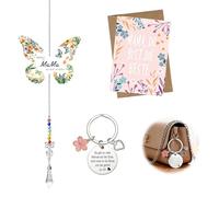 Suncatcher en cristal pour maman, cadeau de fête des mères, porte-bonheur lumineux avec message gravé, accroche-rêves décoratif avec porte-clés et carte de remerciement