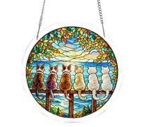 Suncatcher Window Decoration - Acrylic Suncatcher | 2D Animal Stained Glass Effect | 19cm Cat Puzzle Decoration | for Home Window Wall Living Room Bedroom Entryway Garden Backyard