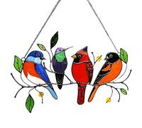 Suncatchers en Vitrail, Oiseau Série Ornements d'art Pendentif, Oiseaux Multicolores sur Un Fil, Bird Suncatcher, pour Jardin, Chambre à Coucher, Salon ou Accrocher sur Les Plantes