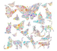 Suncatchers Sticker, Chat Butterfly Window Clings Fleurs Fleurs Brillantes Rainbow Prism Anti-Collision Secraux pour Les frappes d'oiseaux, Clolings de fenêtre de