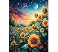 SunChamp de Fleurs au Coucher de Soleil 300 Pièces Puzzle Collectionneur en Carton Rigide sans Déformation Très Difficile Motif Complexe Décoration Murale Qualité Premium 300 PCS