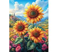 SunChamp de Fleurs au Coucher de Soleil 500 Pieces Casse-tête Collectionneur en Carton sans Déformation Très Difficile Motif Complexe Décoration Murale Cadeau Noël Premium 500 PCS