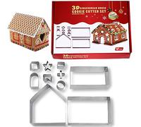 SUNCHE 10 Pièces Acier Inoxydable Biscuit Moule, 3D Noël Emporte-Pièces, Moule à Biscuits de Noel, Maison Pain d'épices, Ensemble de moules à Pain en Pain d'épice, pour DIY Biscuits Dessert Sandwich