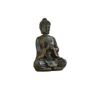 Zen Light - Grande Statue Bouddha Zen 38 cm - Excellente Finition, Peinture Effet Patiné, en Résine - Bel Objet de Décoration et Feng Shui pour la Maison - Idée Cadeau Porte Bonheur