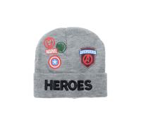 Suncity Bonnet Marvel Avengers pour Garçon, Acrylique, Gris et Bleu, avec Logos Super-Héros, Style Tricoté, Usage Quotidien, 5-10 Ans (FR/ES, Numérique, 52, Gris)