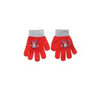 Suncity Gants d'Hiver pour Enfants Minnie Mouse Disney, Acrylique et Polyester, Taille Unique 4-10 Ans, Tricot Extensible (Rouge)