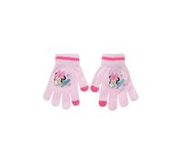 Suncity Gants Disney Minnie Mouse pour Fille, Tactiles, Tricot Extensible, Rouge et Rose, 4-10 Ans, Compatible Écran Tactile, Acrylique (Rose)