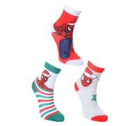 Suncity Lot de 3 Chaussettes Garçon Spider-Man, Édition Spéciale Noël, Rouge et Bleu, Coton Mélangé, (FR/ES, Numérique, 31, 34, PACK1)