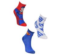 Suncity Lot de 3 Paires de Chaussettes Garçon DC Comics Superman, Coton Mélangé, Style Décontracté, Tricot Athletic, Bleu/Rouge/Blanc (FR/ES, Numérique, 27, 30, Gris)