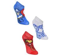 Suncity Lot de 3 Paires de Socquettes Garçon MARVEL Avengers, Coton, Spider-man Captain America Iron Man, Multicolore (FR/ES, Numérique, 27, 30, Taille normale, Rouge)