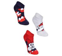 Suncity Lot de 3 Paires de Socquettes Minnie Mouse pour Femme, Coton, Coupe Basse, Confortables et Respirantes (FR/ES, Numérique, 36, 38, Taille Normale, Taille Normale, Rouge)