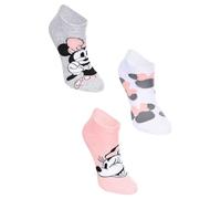 Suncity Lot de 3 Paires de Socquettes Minnie Mouse pour Femme, Coton, Coupe Basse, Confortables et Respirantes (FR/ES, Numérique, 36, 38, Taille Normale, Taille Normale, Blanc)