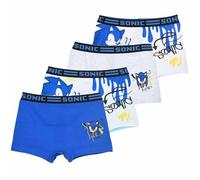 Suncity Lot de 4 Boxers Garçon Sonic The Hedgehog, 95% Coton, Ceinture Damier, Multicolore Blanc/Bleu/Rouge, sous-Vêtements Licence Officielle (FR/ES, Âge, 9 Ans, 10 Ans, Taille Normale, Gris)