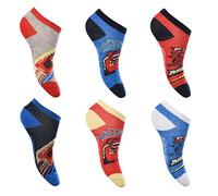 Suncity Lot de 6 Paires de Socquettes Garçon Cars Disney Pixar, Coton, Multicolore, Style Décontracté (FR/ES, Numérique, 31, 34, Taille normale, Multicouleur)