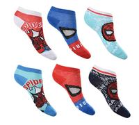 Suncity Lot de 6 Paires de Socquettes Garçon Spider-Man Marvel, Coton, Motifs Super-Héros, Multicolore (FR/ES, Numérique, 31, 34, Taille normale, EV0637)