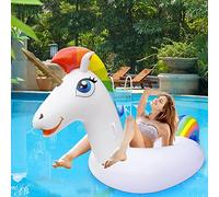 SUNCLAY Bouée Licorne Gonflable, Jouet Piscin pour Enfant et Adulte, Matelas Gonflable avec Valves Rapides,Grande Bouée Licorne Gonflable Geante pour Piscine été Vacances Océan
