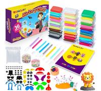 SUNCLAY Pate a Modeler - 36 Couleurs Argile Autodurcissante avec 80 Pages de Tutoriels 8 Outils 5 Accessoires Jouet Créatif Cadeau pour Enfant Garçons Filles 3 4 5 6 7 8 9-12 Ans
